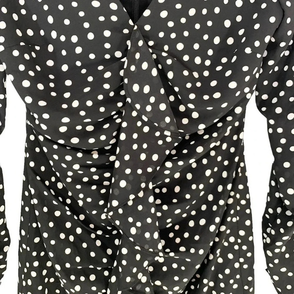 Likely Corinne Ruffle Front Polka Dot Mini Dress Black Size 00 NWT - Picture 8 of 9